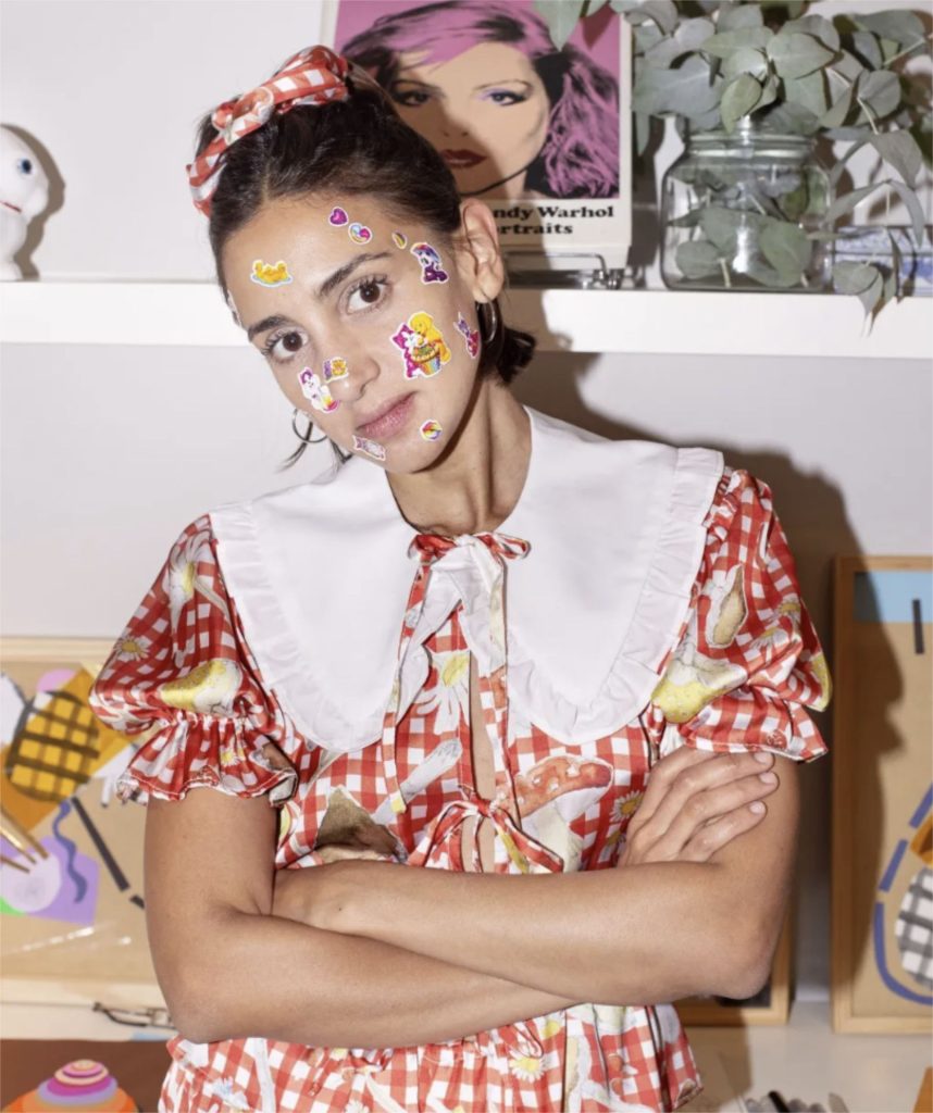 Woman with Stickers on her face Pepita Visual Artist